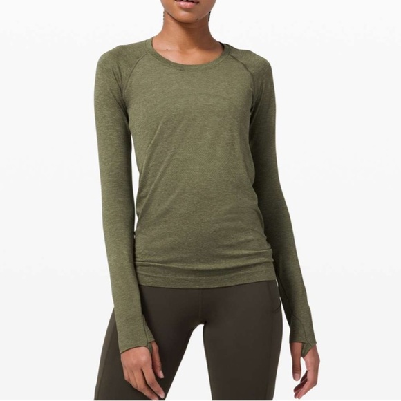 Lululemon Swiftly Tech Long Sleeve Heather khaki green size 4 - Picture 4 of 7